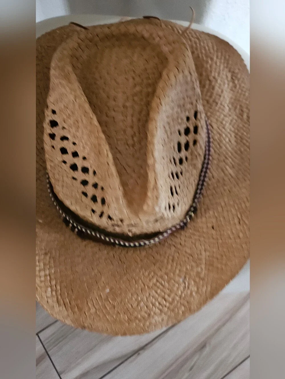 Coppell Straw Cowboy Hat One Size Western Ranch Cowgirl Sun Hat Braided Band Tan